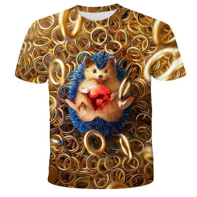 China Summer Breathable Boys 3D Printed Sonic T-shirt Cartoon Streetwear Funny T-shirts Kids Costume Kids Tees Clothing for sale