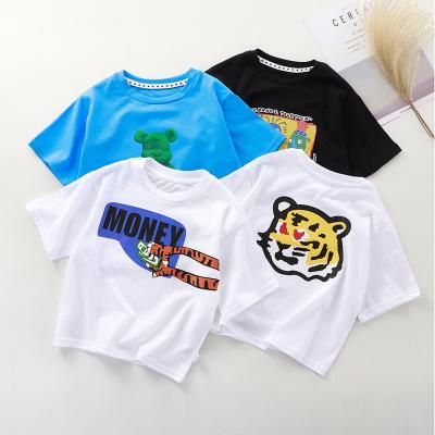 China 2022 Breathable Cotton Children's Short Sleeve T-Shirt Loose Fashion Kids Tops for sale