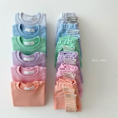 China Anti-wrinkle European and American color candy baby casual sports suit CIA around neck sweater pants suit 2021 customized card for sale