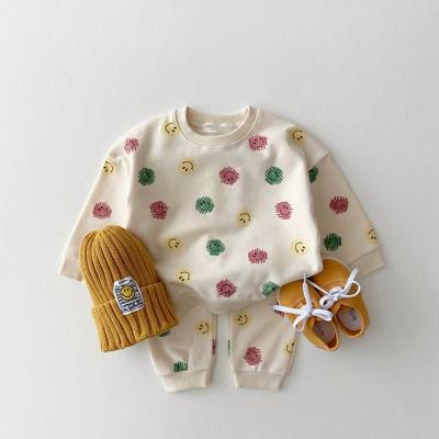 China and American and American C.S.I. Fall/Winter Anti-Wrinkle Baby Thickened Sweatshirt With Three-color Smiley Face Pants To Trace Customization for sale