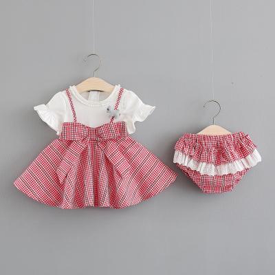 China INS Style European And American Girls Preppy Clothing Kids Spliced ​​Shirt With Shorts Two Piece Set For 0-4 Years Old To Customize for sale