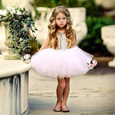 China 2020ins summer European sequined net gauze princess dress girls viable new puffy and American dress to customize for sale