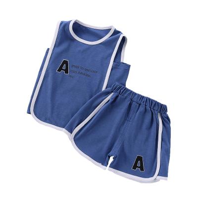 China Breathable Summer Children's Vest Suit Boys And Girls Sports Cotton Suit Kids Invest Shorts Suit for sale