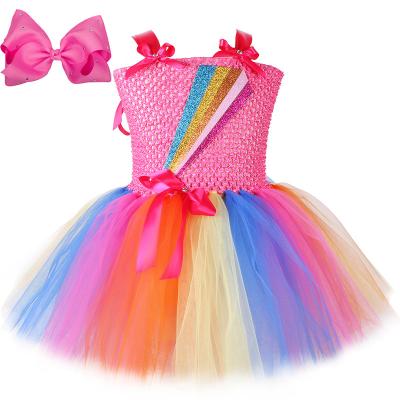 China Anti-wrinkle children's CIA dress clothing puffy rainbow princess gauze net dress Europe and the United States to plot custom for sale