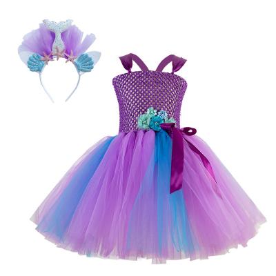 China Anti-wrinkle color-matching INS European and American mermaid dress shell children's net yarn net dress tutu skirt to trace customization for sale