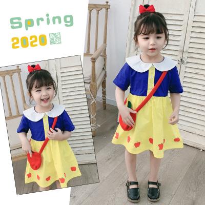 China 2020 summer European and American white girls dress snow sleeve short skirt Anti-wrinkle kids dress customized for sale