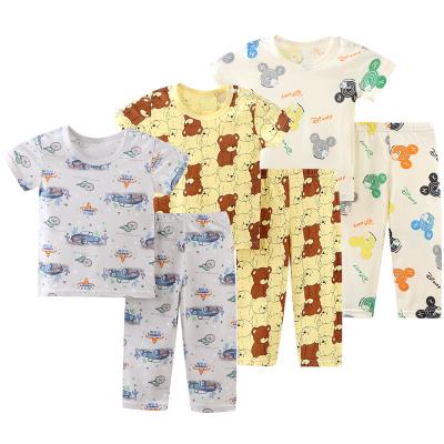 China Antibacterial Children's Pajamas Set Summer Bamboo Fiber Baby Air Conditioning Spring and Thin Summer Pajamas Set for sale