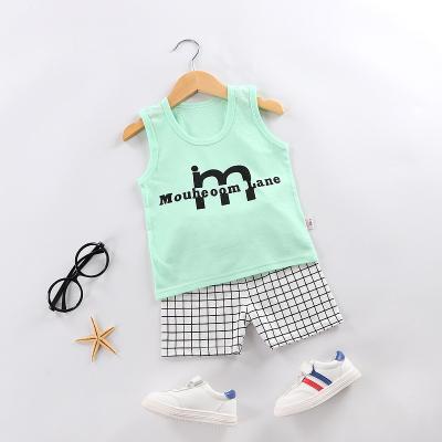 China European and American style children's vest 03 cartoon two-piece preppy summer baby boy sling bridle cotton sleeveless suit customized for sale