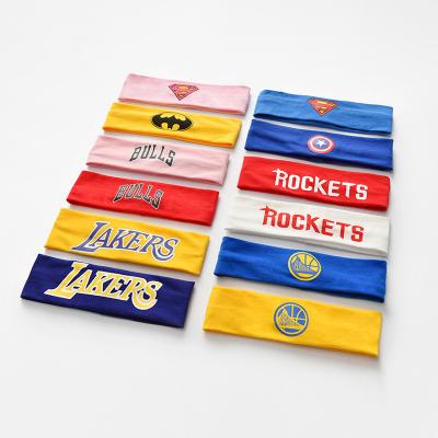 China Cotton Causal Children's Headband Boys and Girls All-match Basketball Letter Accessories Sweat-absorbent Headband for sale