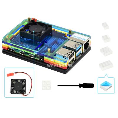 China Colorful rainbow acrylic case for raspberry pi 4, with fan PI4-CASE for sale