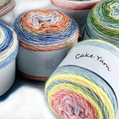 China China Factory Direct Supply Fancy Cake Yarn Acrylic Cotton Wool Blend Gradient Ombre Rainbow Cake Knitting Yarn for sale