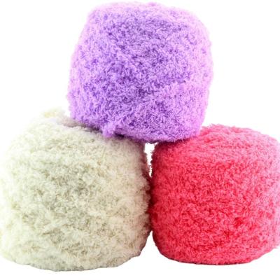 China High quality various color Chunky 100g/roll 3ply polyester fleece coral Velvet Towel Yarn for sale