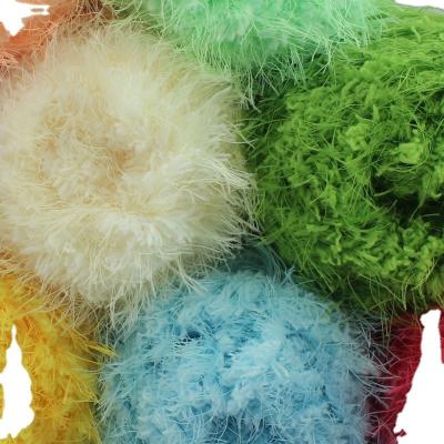 China Super Soft Fancy Long Hair Feather Yarn for Crochet chenille yarn Faux fox fur soft fluffy fancy yarn for sale