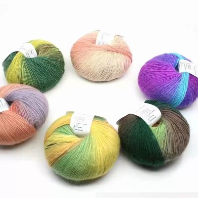 China Hot sale hand knitting yarn for sweater Top quality wool yarn 100% wool 50g/ball hand knitting fancy yarn  rainbow color for sale