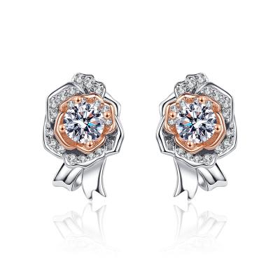 China CLASSIC 2022 Hot Sale 6.5mm Sterling Silver Stud Fashion Flower Earring Jewelry S925 Diamond Moissanite 1ct Silver Earring for sale