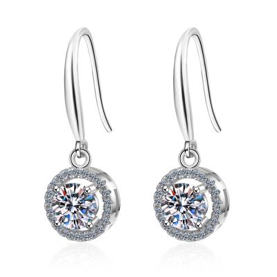 China 2022 romantic sterling silver earring hooks 925 female earrings wedding fancy moissanite stud drop circle earrings for women girl for sale