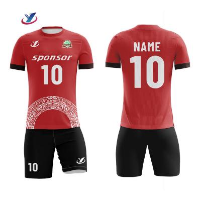 China 100% Custom Soccer Jersey Sets Polyester Sublimation Quick Dry Adult Soccer Uniform OEM for sale