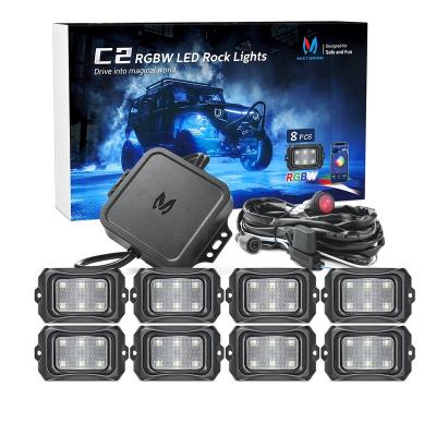 China Mictuning C2 Car RGBW Led Rock Lights -8 Pods Underglow Multi Color APP Control For Jeep Wrangler 4x4 Off Road ATV UTV SUV for sale