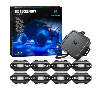 China MICTUNING C1 8Pods Car APP Controller RGBW Multi Color Underglow Lights Led Rock Light For Offroad 4x4 Cars Small for sale