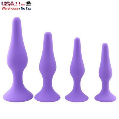 China Wholesale 4pcs/set Smooth Adult Buttocks Soft Silicone Plug Sex Toys Small Medium Large Anal Plug Set for sale