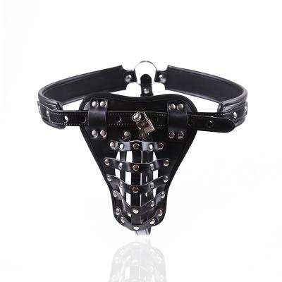 China Sex Bondage BDSM Toys Male Chastity Device PU Leather BDSM Fetish Strap On Harness For Men Sex Game Play for sale