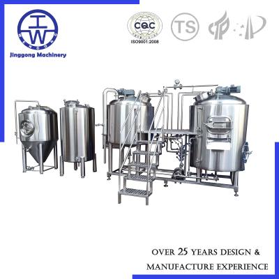 China German Style Craft Beer Brewing Equipment With Fermentation Tanks And Hot Water Tank for sale