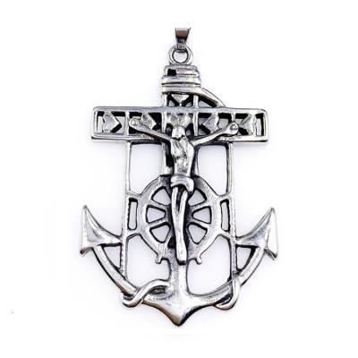 China Wholesale JPLEE Stainless Steel Sailor Anchor Crucifix Sailor Crucifix Navy Boat Style Jewelry Pendant SP1002 for sale