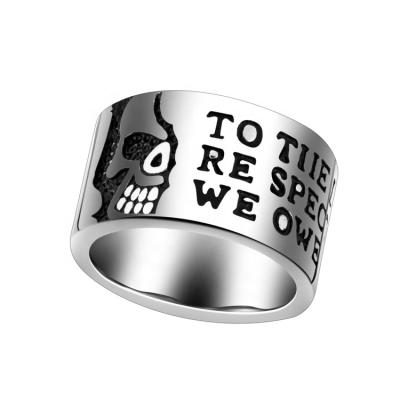 China Simple Design Style Skull Seal Rings Stainless Steel Non-fading Punk Gothic Wedding Rings His and Hers High Polishing Biker Bands for sale