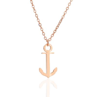 China New Small Cute CLASSIC Cute Anchor Charm Necklace Stainless Steel Hook Charm Necklace Dangling High Polish Chain For Women Gifts for sale