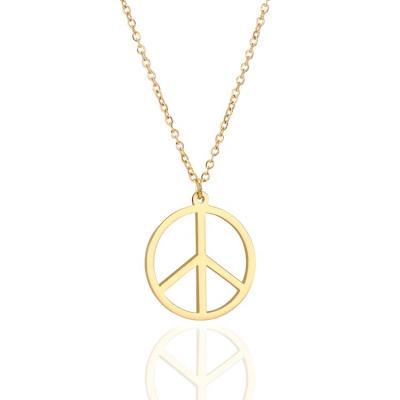 China CLASSIC Cute Fashion Stainless Steel Peace Sign Pendant Necklace For Women Girls Hippie Style Party Small Dressing Accessories Jewelry for sale