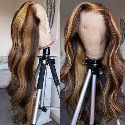 China Body Wave 210 Density Highlight Human Hair Lace Frontal Wig 40 Inch,Human Hair 13x4 13x6 Hd Lace Front Wig P4/27 Wig Human Hair for sale