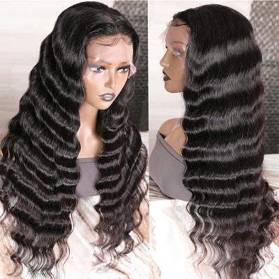 China Deep Wave Brazilian Remy Hair human Hair Wig For Black Women Pre Plucked With Baby Hair Lace Wig Deep Wave Lace Frontal Wig Vendor for sale