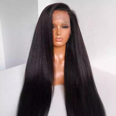 China High Quality Lace Front Wig Cheap Kinky Straight Yaki Remy Human Hair 13x4 13x6 Virgin Yaki Full Lace Natural Wigs For Women for sale