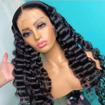 China Deep Wave 180 Density Pre Pluck HD Lace Hair Wigs, 13X4 Lace Front Wig Deep Wave For Women, Brazilian Hair Hd Lace Frontal Wig Vendors for sale