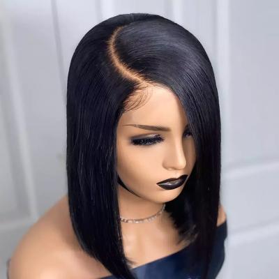 China Brazilian Lace Bob Human Hair Lace Frontal Wigs Short Virgin Human Hair Bob Wig For Black Women Fast Shipping 8-14 Inch Straight Short for sale