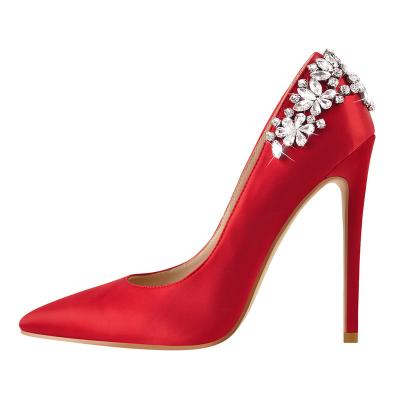 China Red Classic White Wedding Shoes Flower Diamond High Heels Fashion Trend Style Luxury Shoes For Women for sale