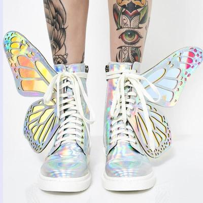 China Cushioning Fashion Glitter Flat Rainbow - Beautiful Colorful Shoulder Strap Butterfly Wings Winter - Drop Ladies' Boots Plus Size for sale