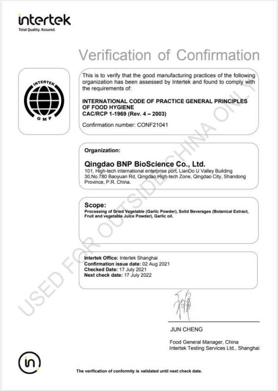 GMP - Qingdao BNP BioScience Co., Ltd.