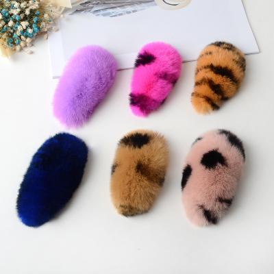 China Ethnic Hair Headbands Mink Hair Rabbit Rex Legs Hairpin Princess Hairpins Girls Hairpins Clip Hair Clip Baby Crystal Set for sale