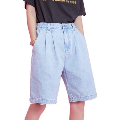 China Comfy QUICK DRY denim shorts for women's straight fit half pants ice short jeans wide leg loose medium thin summer 2021 new for sale