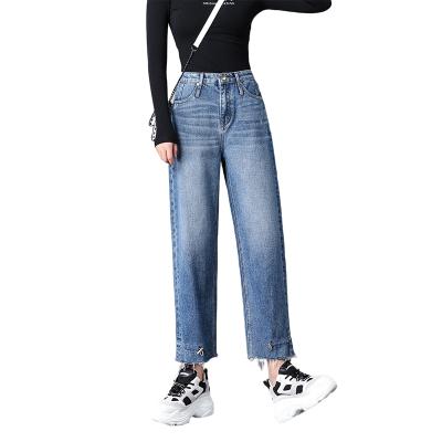 China Wholesale Slim High Waist Slim Straight Leg Low Price Denim Pants Womens Breathable Jeans for sale