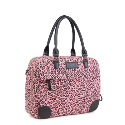 China Accept Foldable Leopard Print Bag Makeup Cosmetic Bag With Zippered For Women Girls for sale