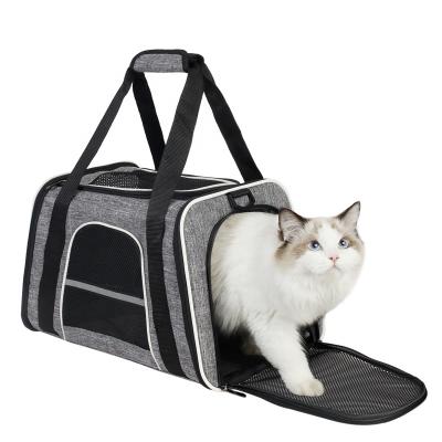 China Sustainable Airline Approved Portable Travel Soft Sided Folding Pet Carrier Bag For Medium Puppies Dogs Cats for sale