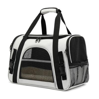 China Airline Approved Breathable Portable Travel Polyester Folding Pet Carrier For Small Medium Dogs Cats for sale