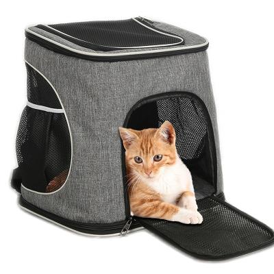 China Polyester Sustainable Adjustable Ventilation Mode Outdoor Travel Pet Carrier Backpack For Dogs And Cats for sale