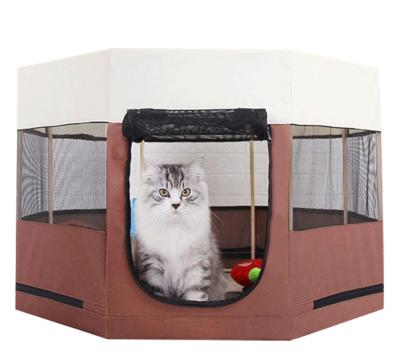 China Cat Exercise Pen Indoor Wood Viable Pipes Frame Portable Canvas Cover Ventilation Pet Playpen for sale