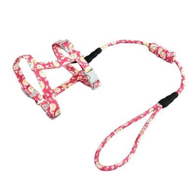 China Cute DETACHED Japan Flower Printing Adjustablestable Dog Leashes and Trunk Harness Set for sale