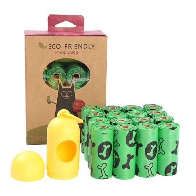 China Custom Printed Green Biodegradable Dog Poop Bags With Silicone Dispenser Holder for sale