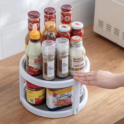 China Kitchen Household Round 360 Degree Rotating Storage Rack Cosmetics Organizer Plastic Condiment Seasoning Bottle Holder For Kitchen for sale