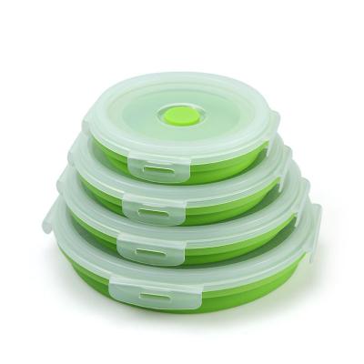 China Silicone Collapsible Food StorageKitchen Lunch Box Silicone Kitchen Food Storage Viable Collapsible Containers Silicone Folding Lunch B for sale